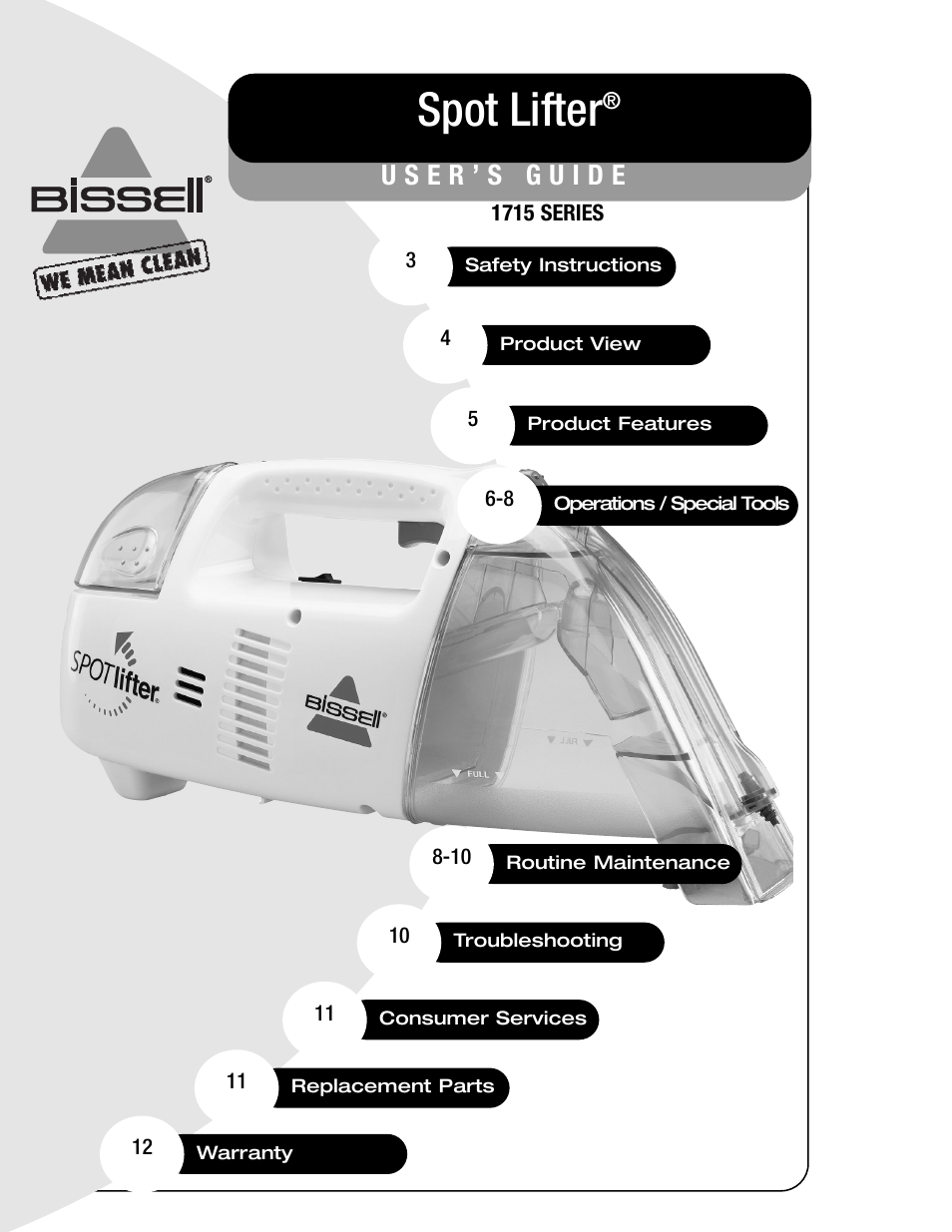 Bissell 1715 User Manual | 12 pages