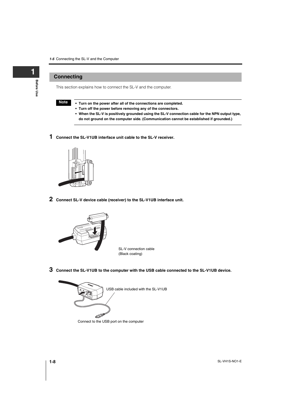 Connecting, Connecting -8 | KEYENCE SL-VH1S User Manual | Page 14 / 60