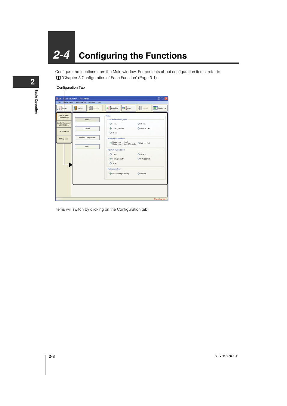 4 configuring the functions, Configuring the functions -8, Configuring the functions | KEYENCE SL-VH1S User Manual | Page 24 / 60