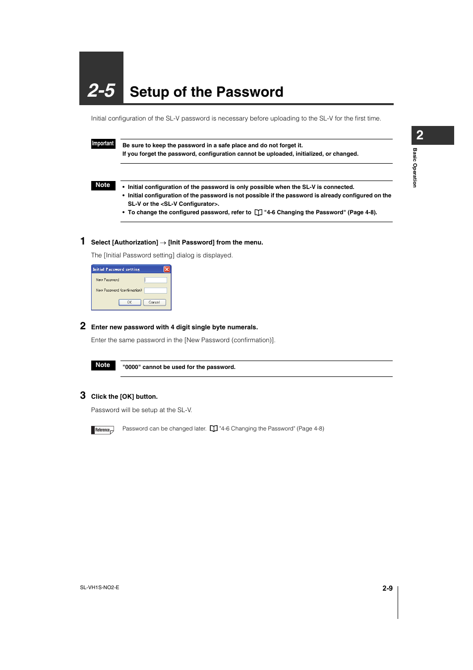 5 setup of the password, Setup of the password -9, Setup of the password | KEYENCE SL-VH1S User Manual | Page 25 / 60