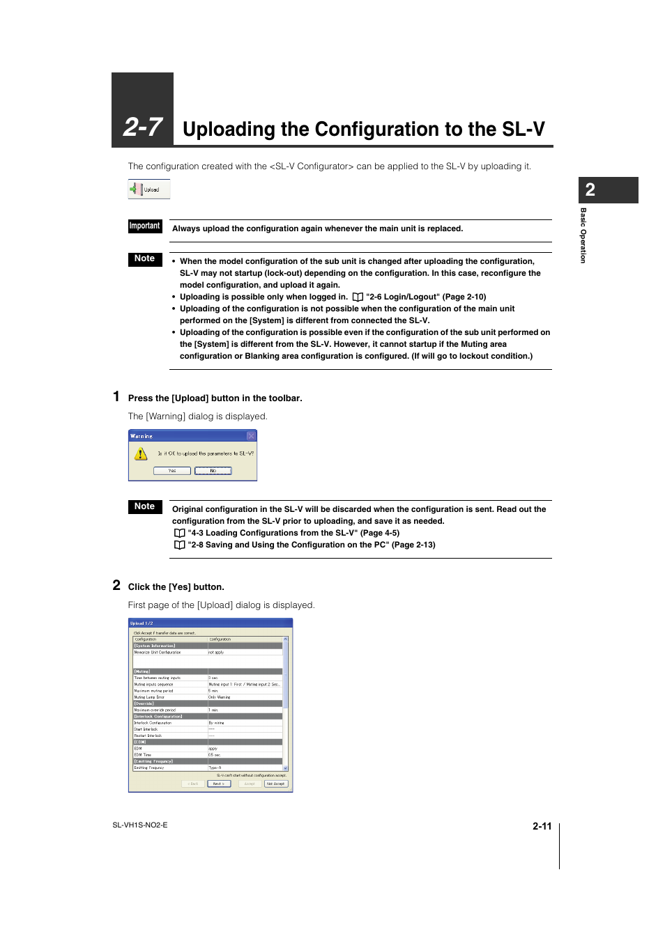 7 uploading the configuration to the sl-v, Uploading the configuration to the sl-v -11, Uploading the configuration to the sl-v | KEYENCE SL-VH1S User Manual | Page 27 / 60