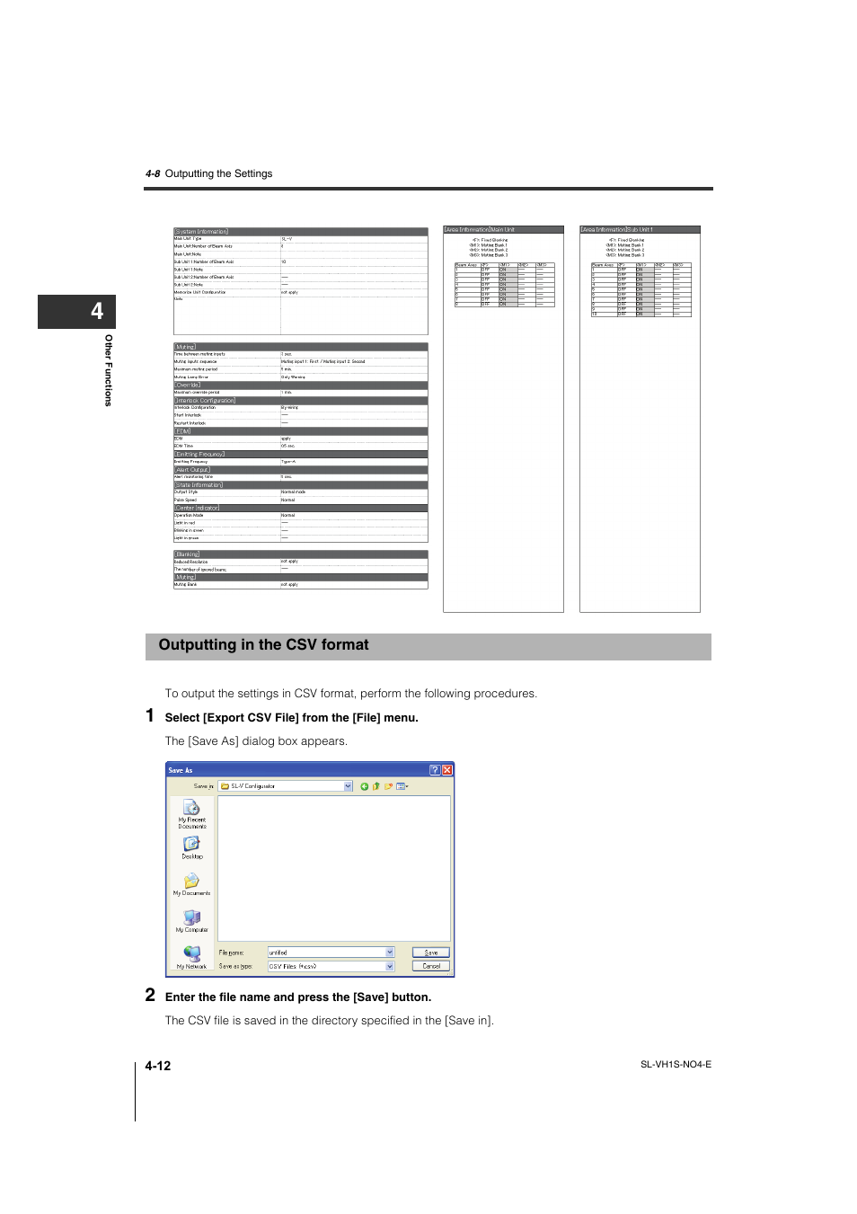 Outputting in the csv format, Outputting in the csv format -12 | KEYENCE SL-VH1S User Manual | Page 50 / 60