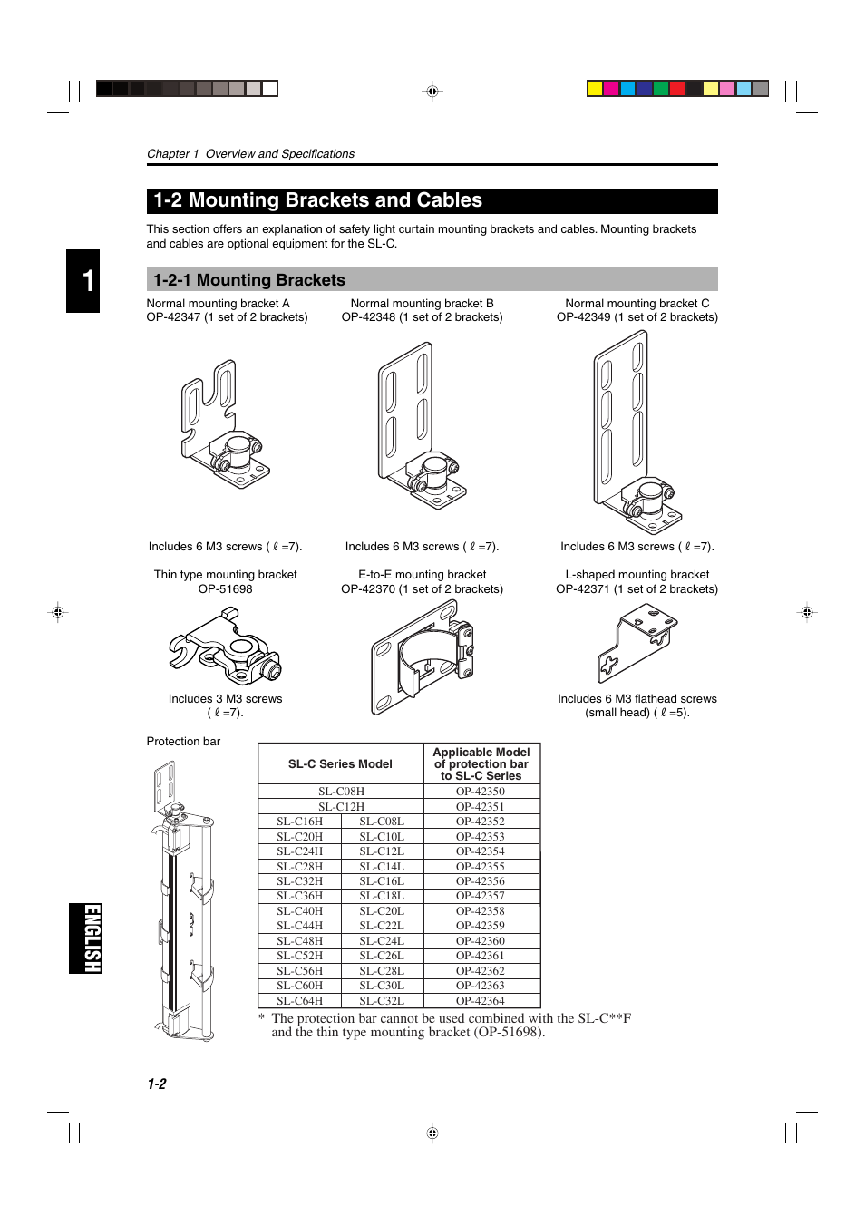 2 mounting brackets and cables, 2-1 mounting brackets, English | English 1-2 mounting brackets and cables | KEYENCE SL-C Series User Manual | Page 10 / 54