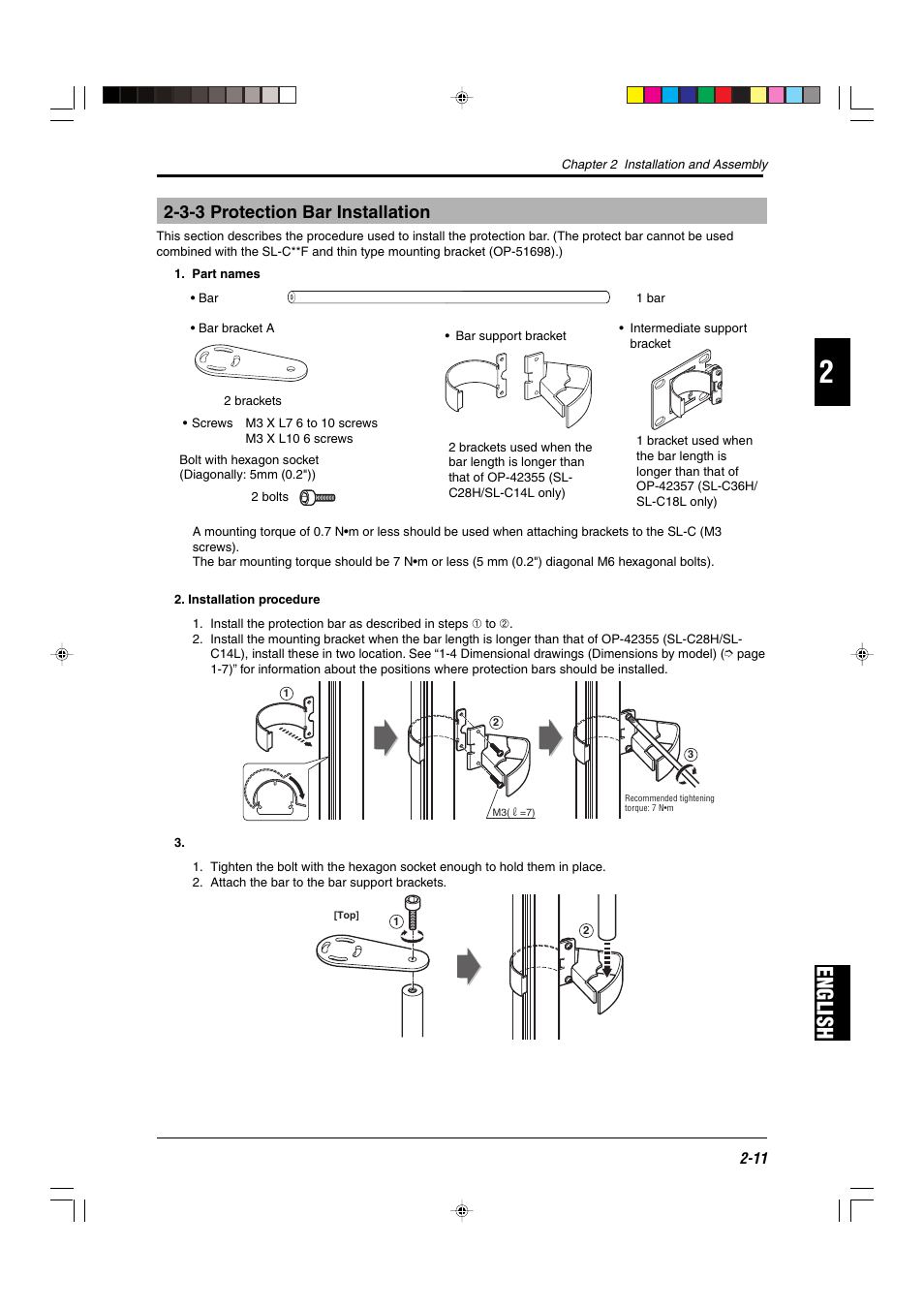 3-3 protection bar installation, English | KEYENCE SL-C Series User Manual | Page 33 / 54