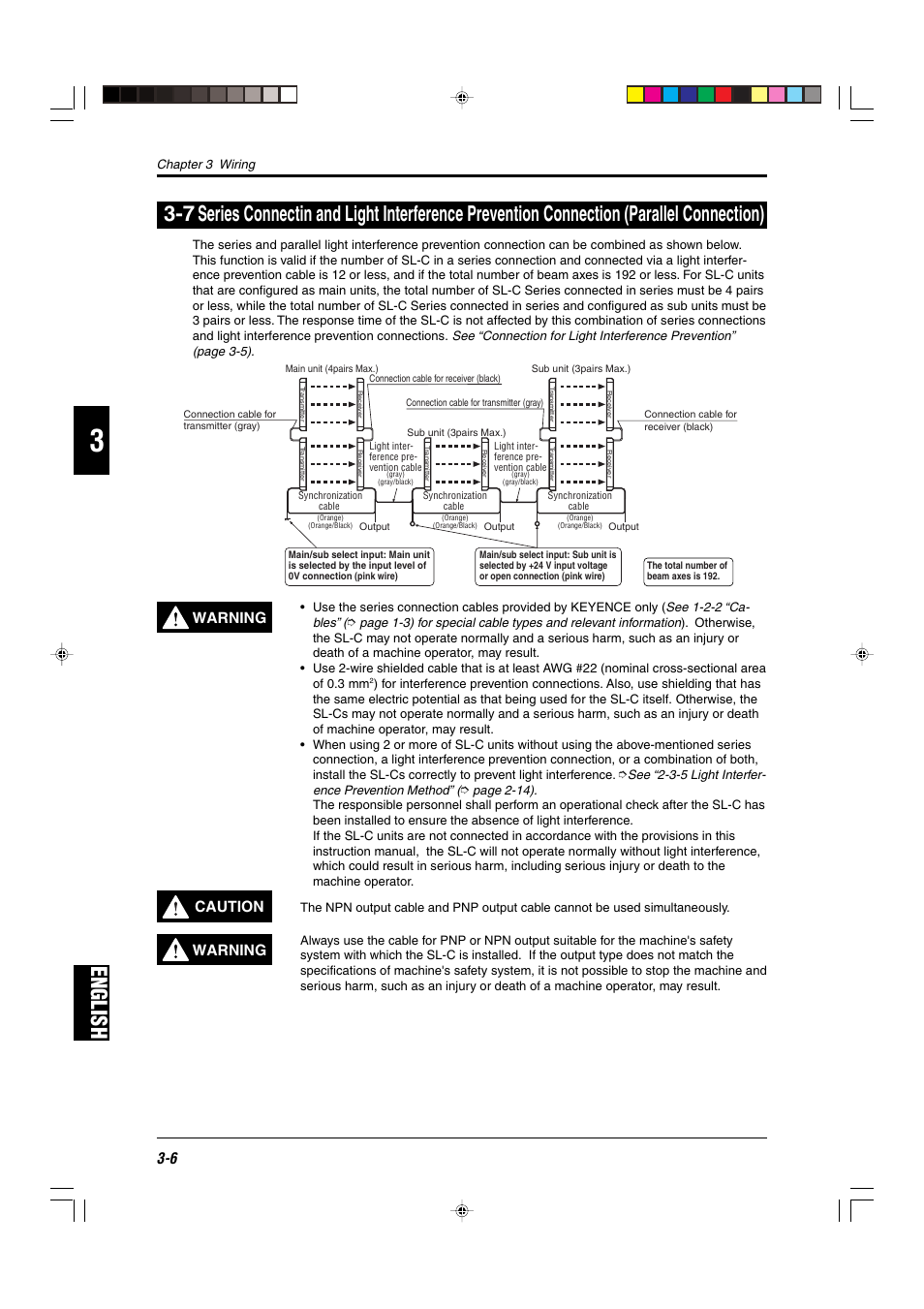 English, Warning, Caution | KEYENCE SL-C Series User Manual | Page 42 / 54