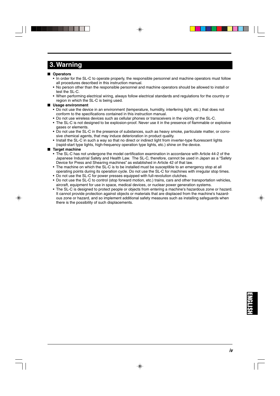 Warning, English 3. warning | KEYENCE SL-C Series User Manual | Page 5 / 54