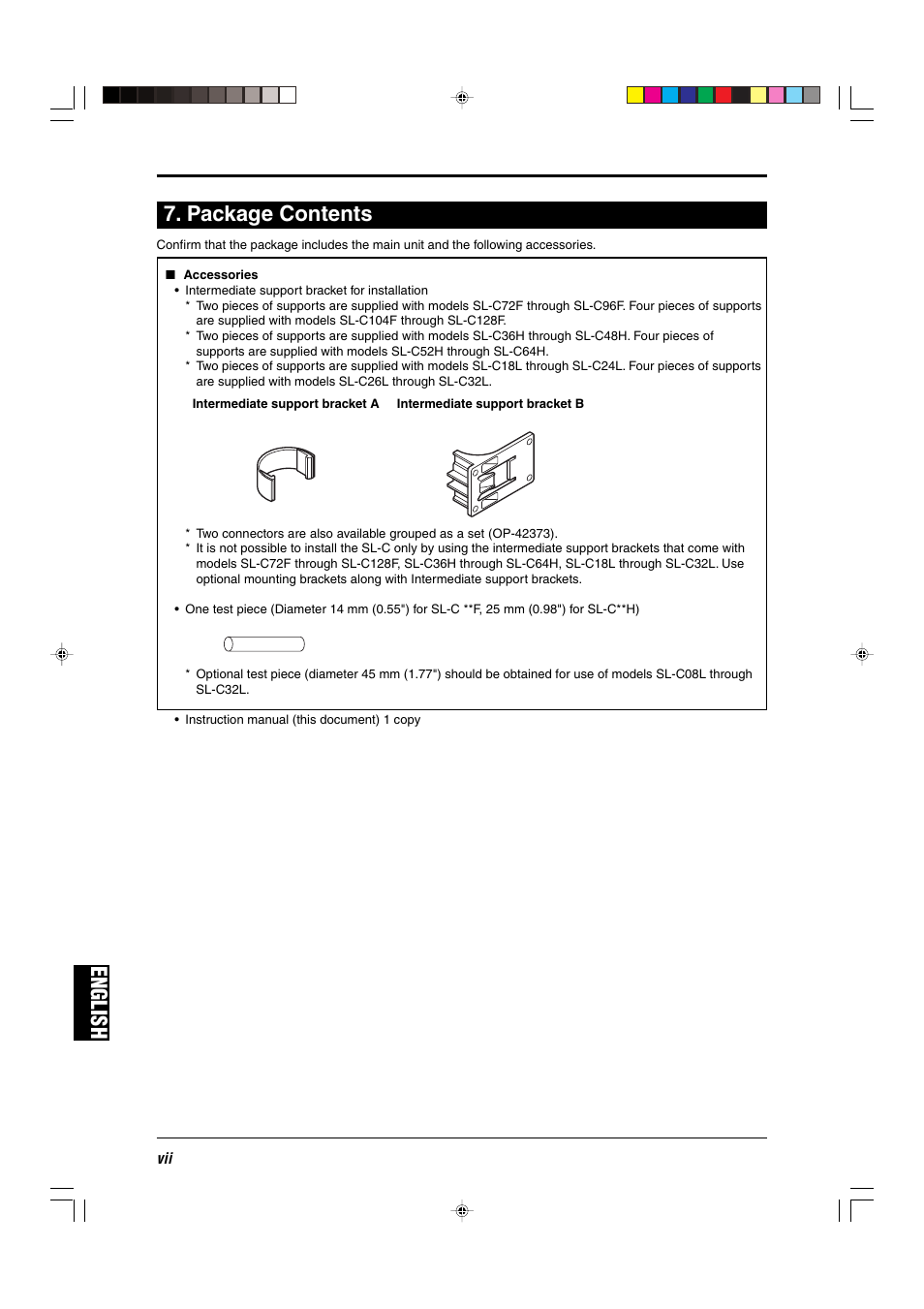 Package contents, English, English 7. package contents | KEYENCE SL-C Series User Manual | Page 8 / 54