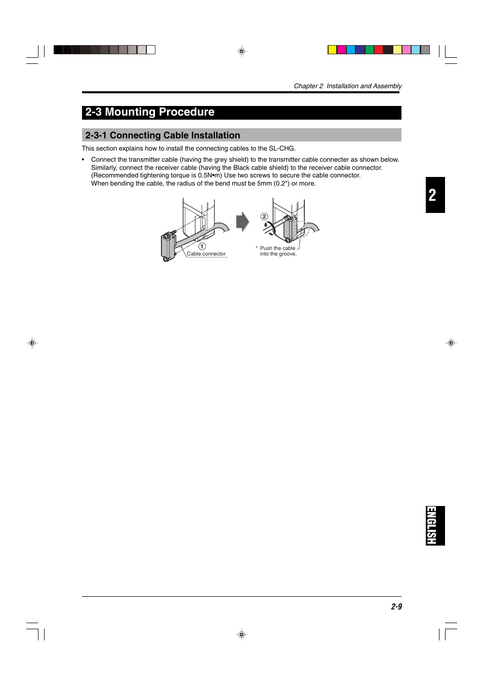 3 mounting procedure, 3-1 connecting cable installation, English 2-3 mounting procedure | KEYENCE SL-CHG Series User Manual | Page 27 / 54