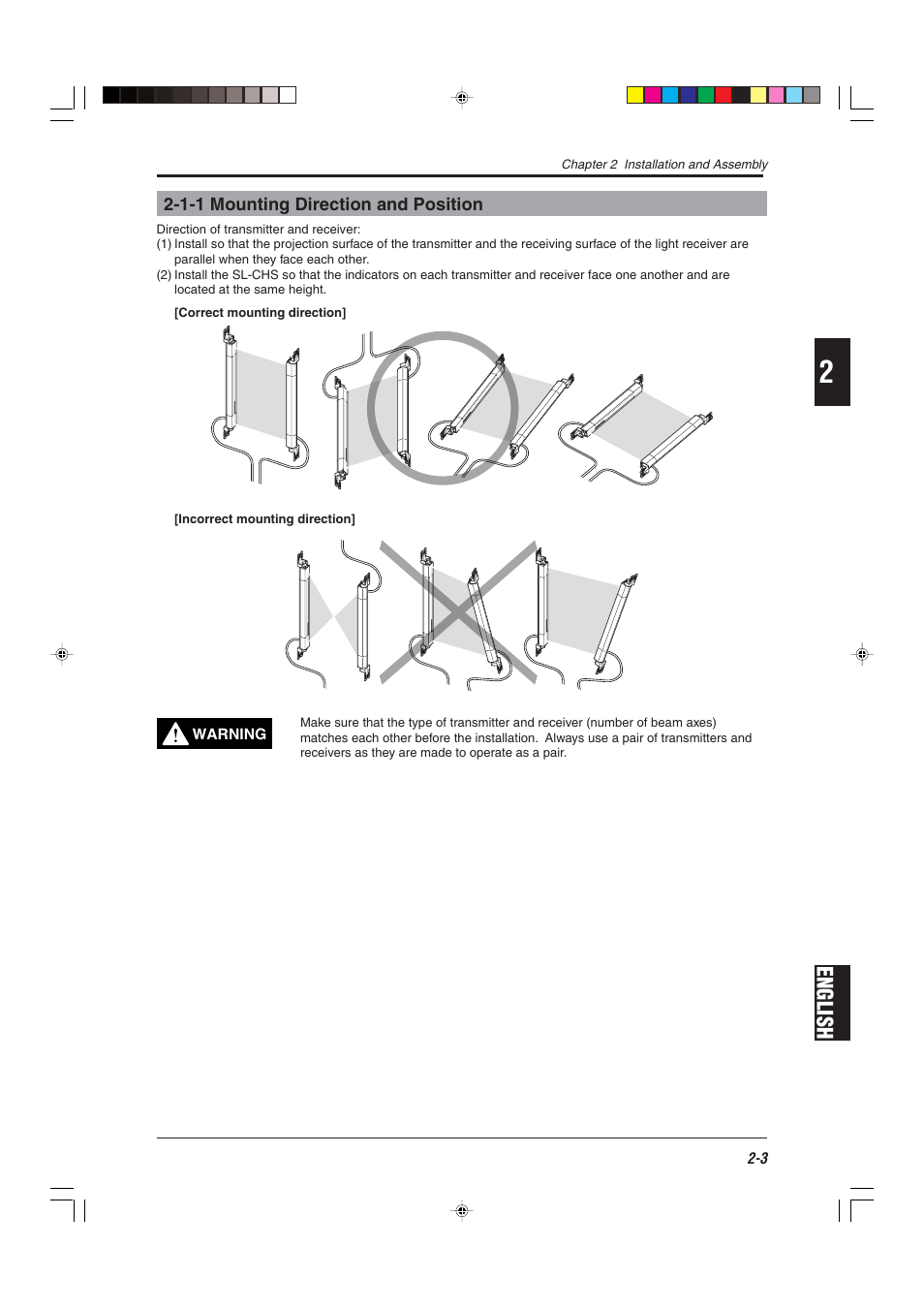 1-1 mounting direction and position, English | KEYENCE SL-CHS Series User Manual | Page 25 / 54