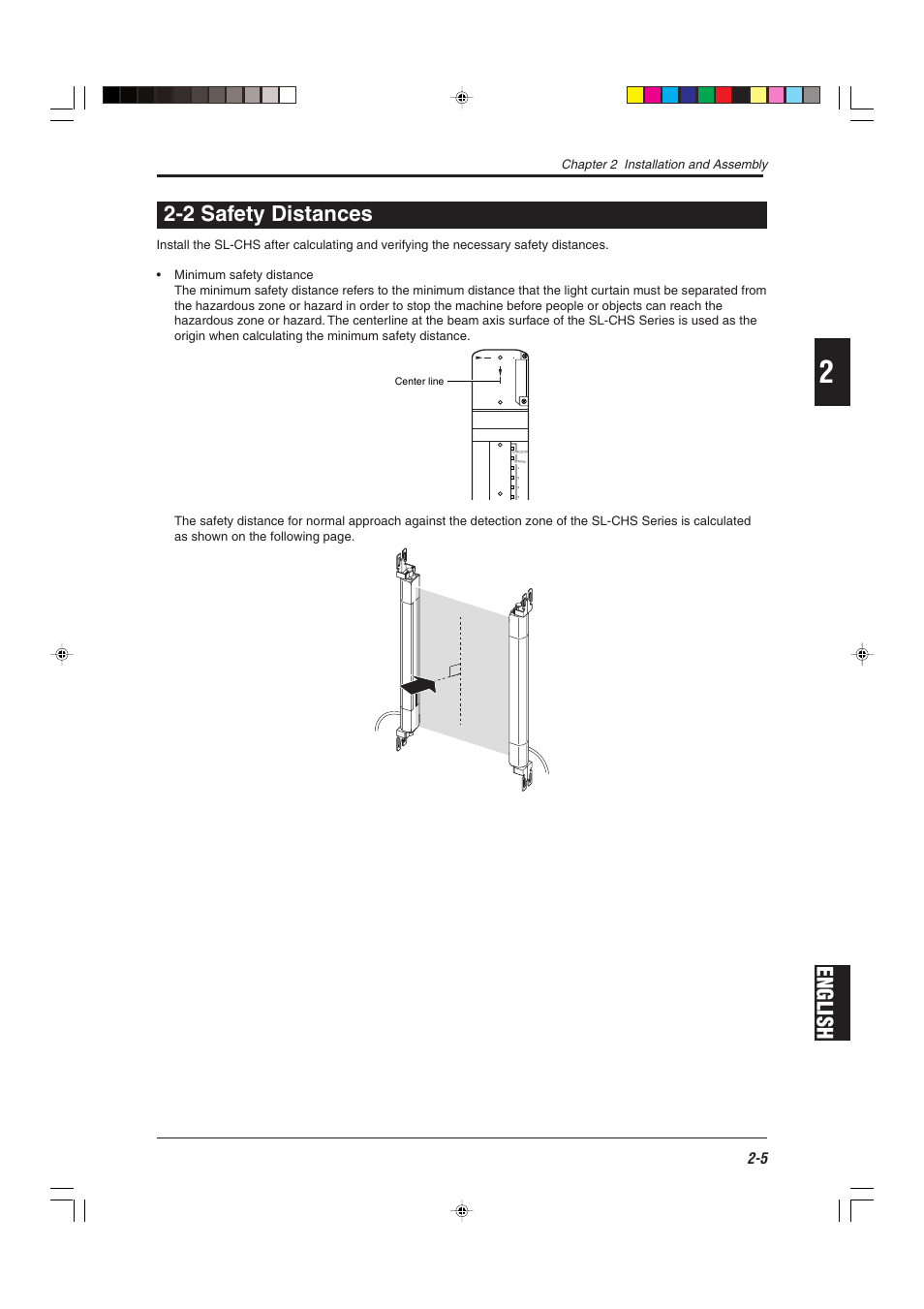 2 safety distances, English 2-2 safety distances | KEYENCE SL-CHS Series User Manual | Page 27 / 54
