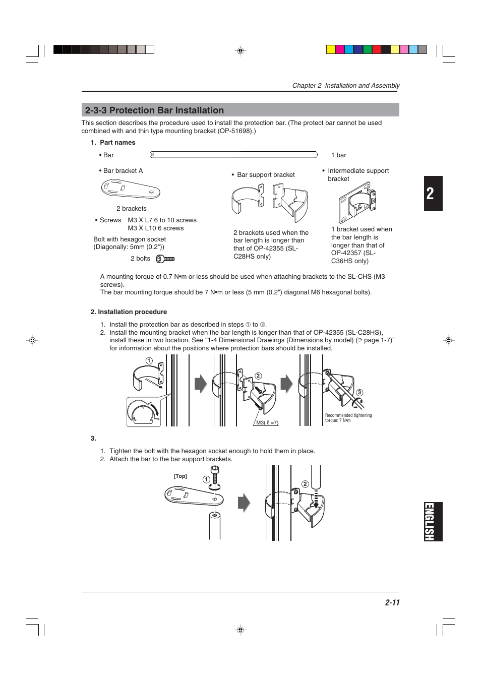 3-3 protection bar installation, English | KEYENCE SL-CHS Series User Manual | Page 33 / 54