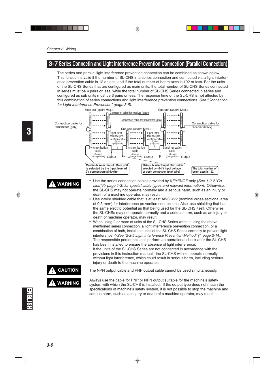 English, Warning, Caution | KEYENCE SL-CHS Series User Manual | Page 42 / 54