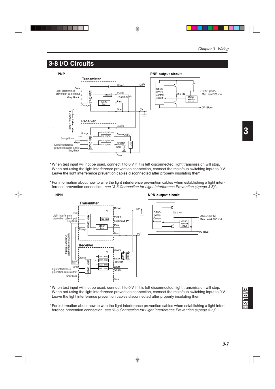 8 i/o circuits, English 3-8 i/o circuits | KEYENCE SL-CHS Series User Manual | Page 43 / 54