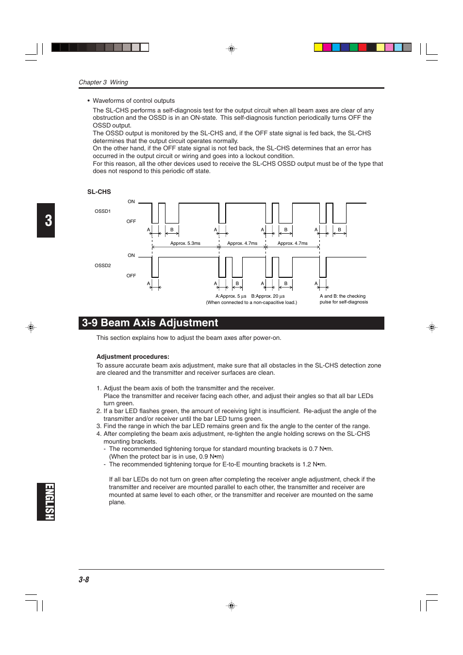 9 beam axis adjustment, English | KEYENCE SL-CHS Series User Manual | Page 44 / 54