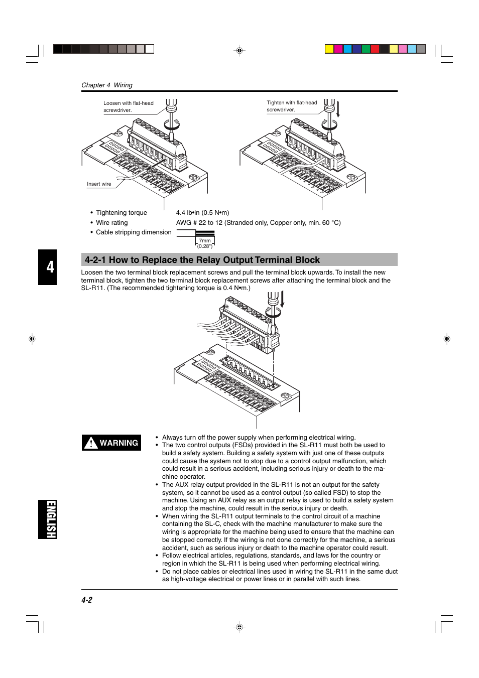 2-1 how to replace the relay output terminal block, English | KEYENCE SL-R11 User Manual | Page 26 / 42