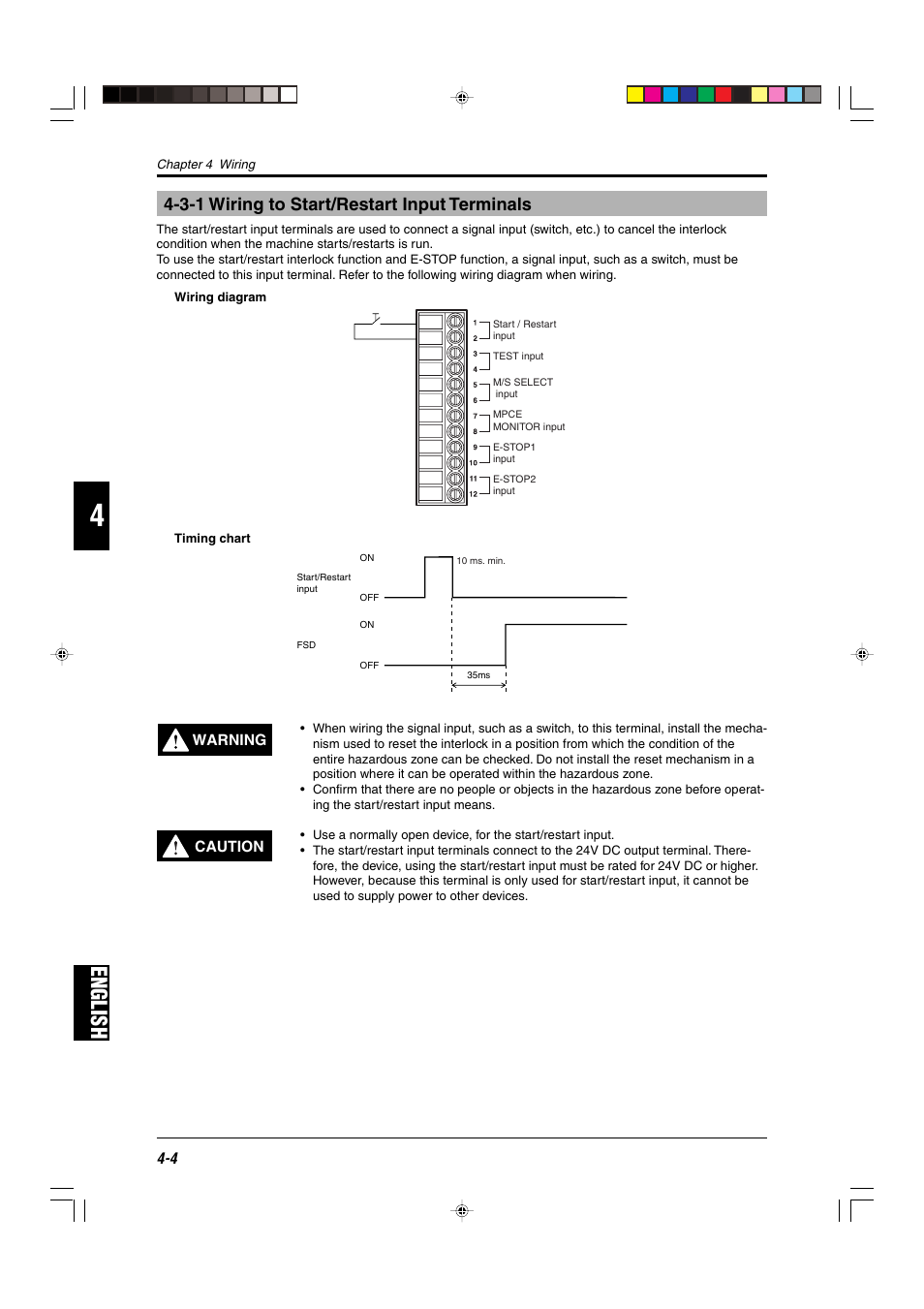 3-1 wiring to start/restart input terminals, English | KEYENCE SL-R11 User Manual | Page 28 / 42