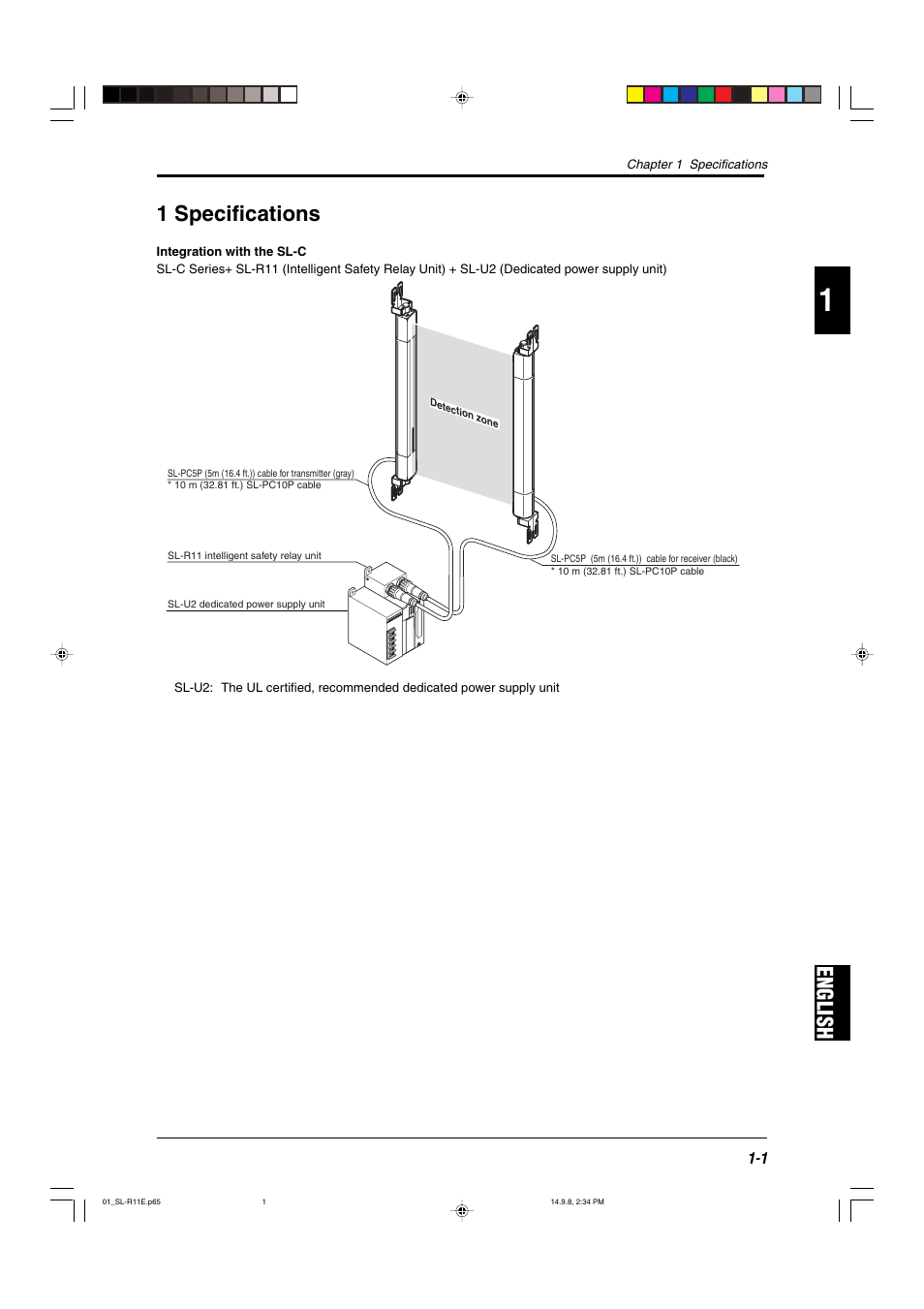 1 specifications, English 1 specifications | KEYENCE SL-R11 User Manual | Page 7 / 42