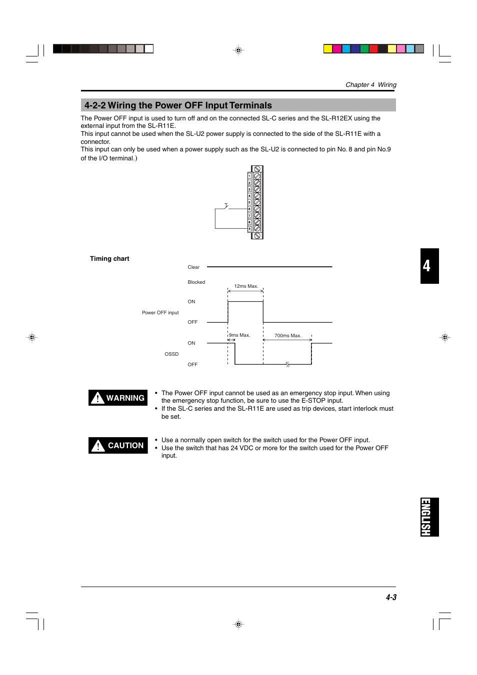 2-2 wiring the power off input terminals, English | KEYENCE SL-R11E User Manual | Page 29 / 46