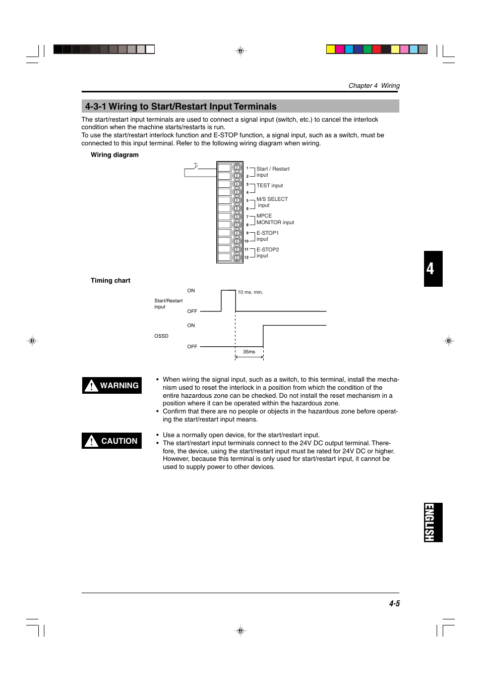 3-1 wiring to start/restart input terminals, English | KEYENCE SL-R11E User Manual | Page 31 / 46