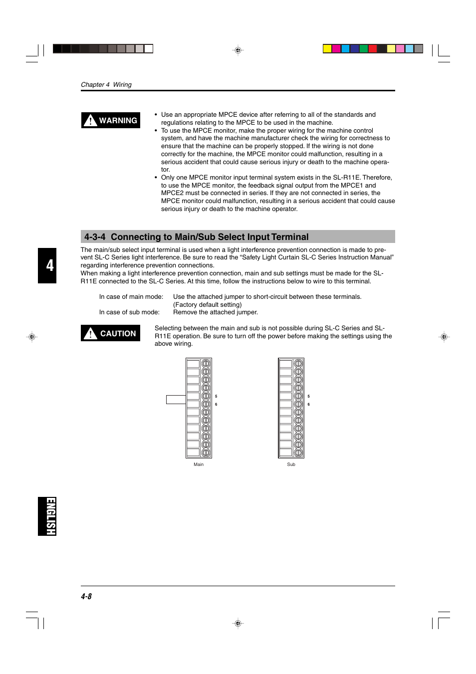 3-4 connecting to main/sub select input terminal, English | KEYENCE SL-R11E User Manual | Page 34 / 46