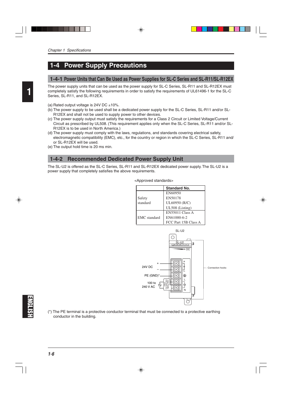 4 power supply precautions, 4-2 recommended dedicated power supply unit, English | English 1-4 power supply precautions | KEYENCE SL-R12EX User Manual | Page 14 / 76