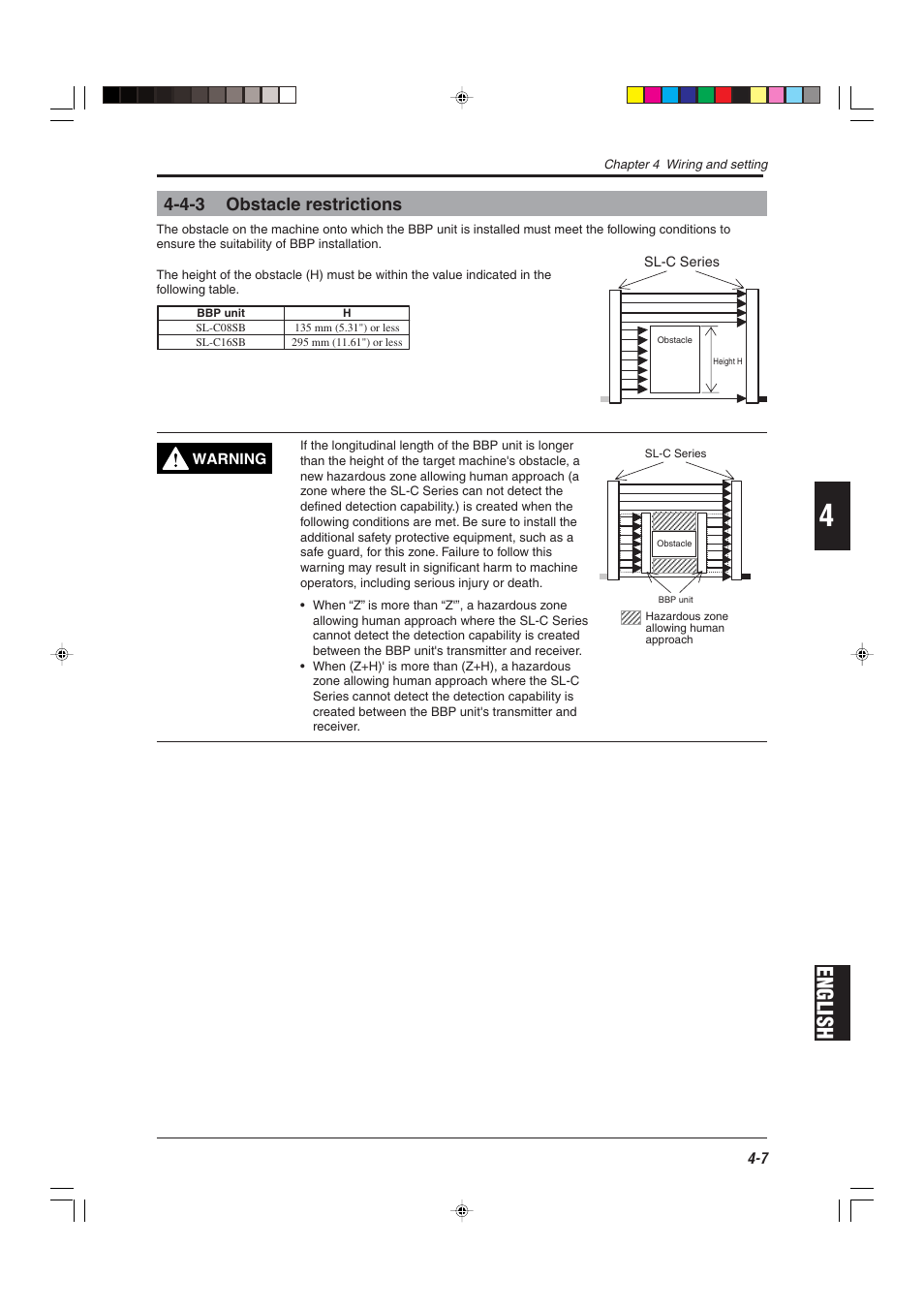 4-3 obstacle restrictions, English | KEYENCE SL-R12EX User Manual | Page 45 / 76