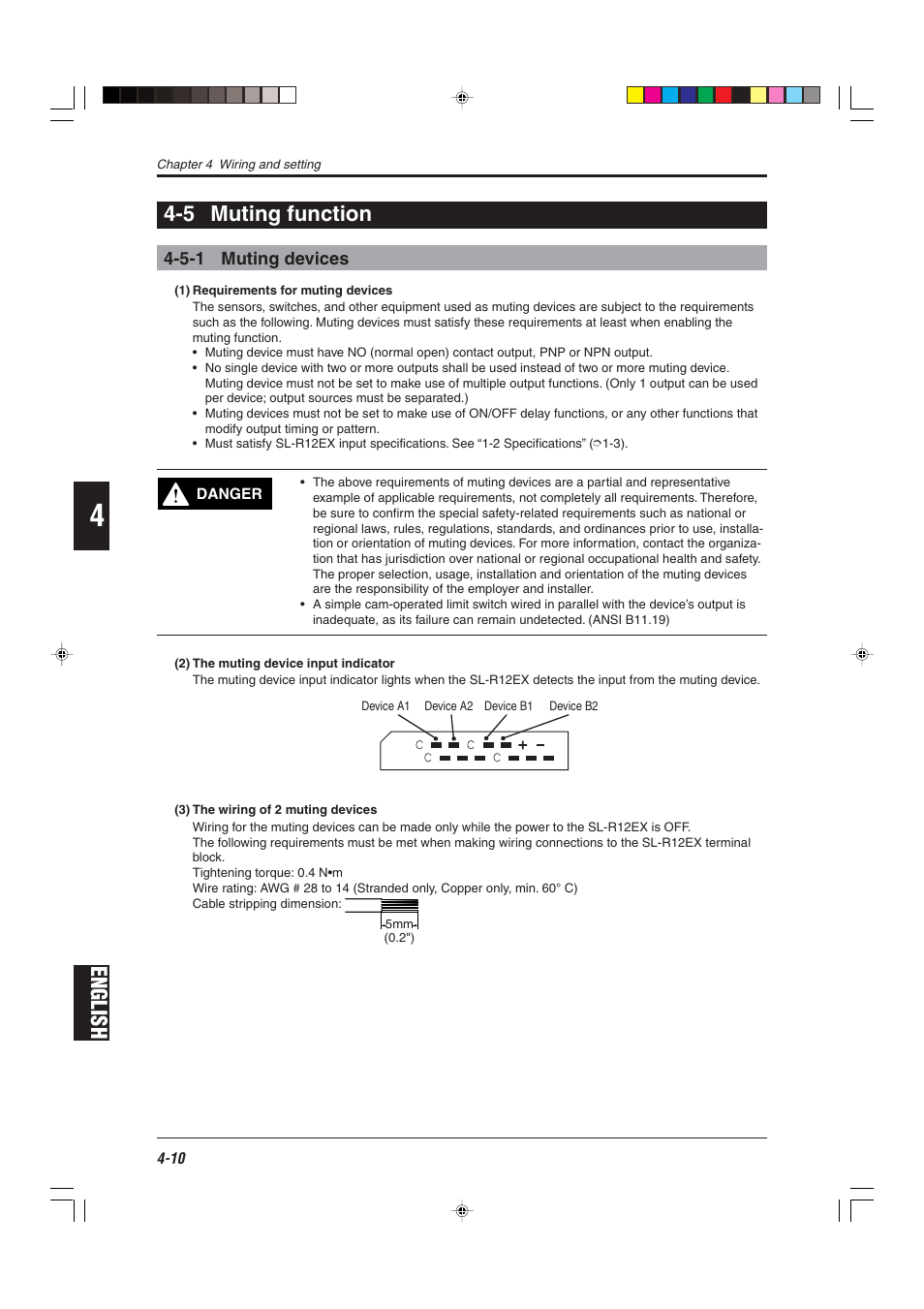 5 muting function, 5-1 muting devices, English | English 4-5 muting function | KEYENCE SL-R12EX User Manual | Page 48 / 76