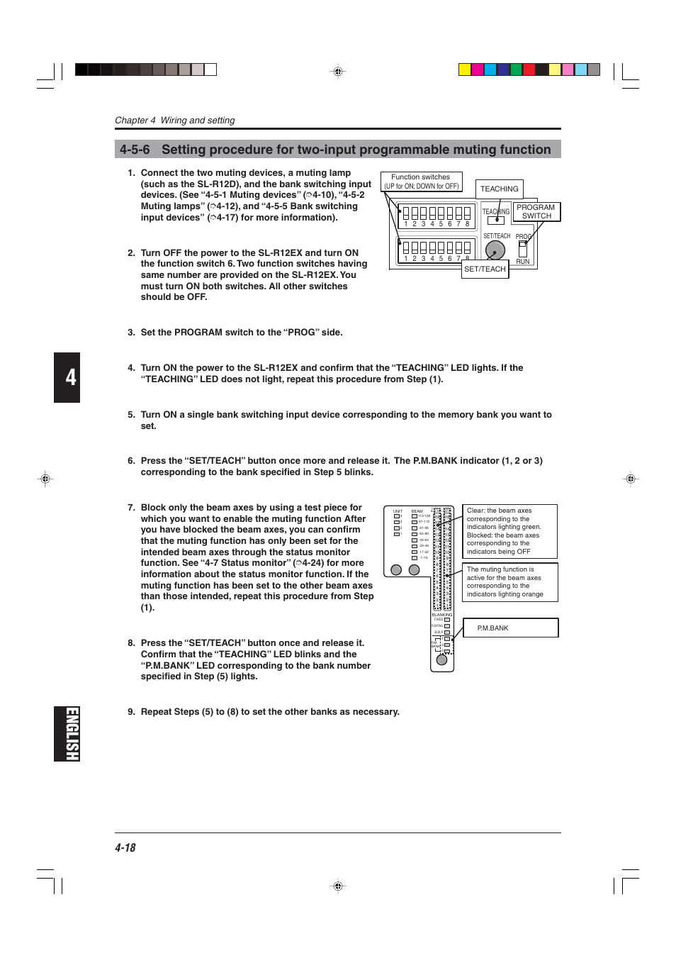 English, Chapter 4 wiring and setting | KEYENCE SL-R12EX User Manual | Page 56 / 76