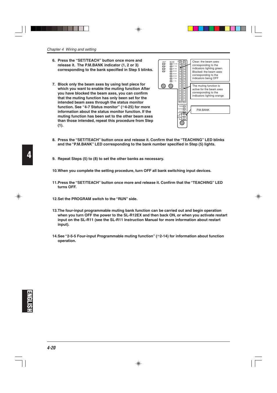 English, Chapter 4 wiring and setting | KEYENCE SL-R12EX User Manual | Page 58 / 76