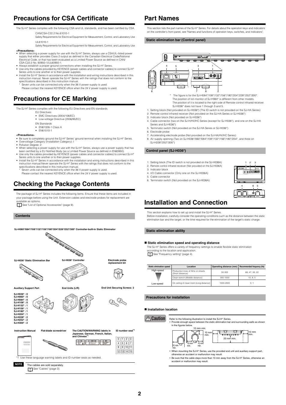 KEYENCE SJ-H Series User Manual | Page 2 / 14