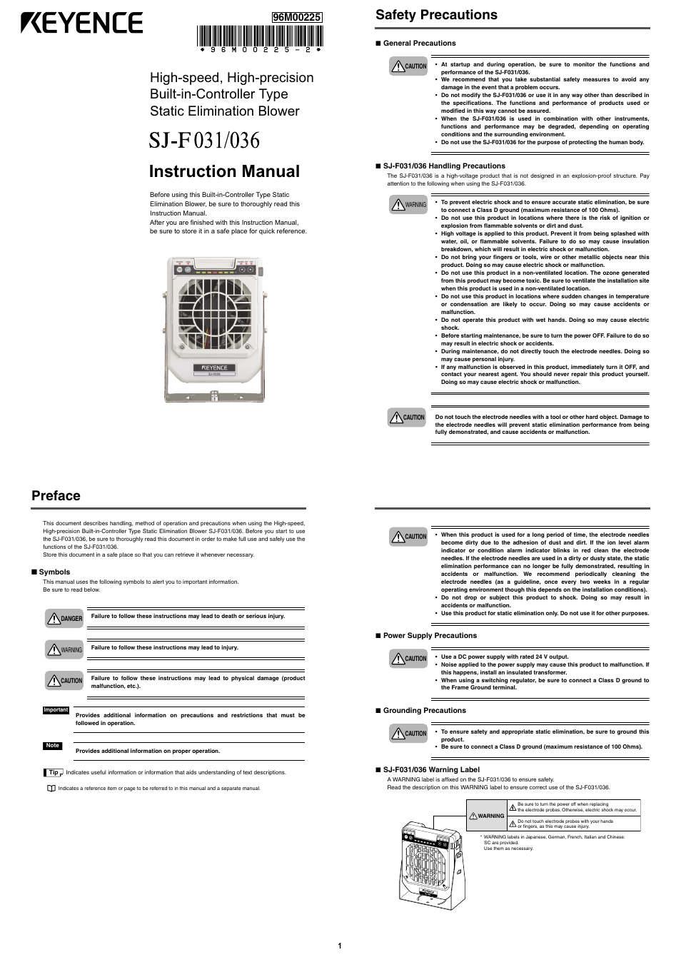 KEYENCE SJ-F036 User Manual | 10 pages