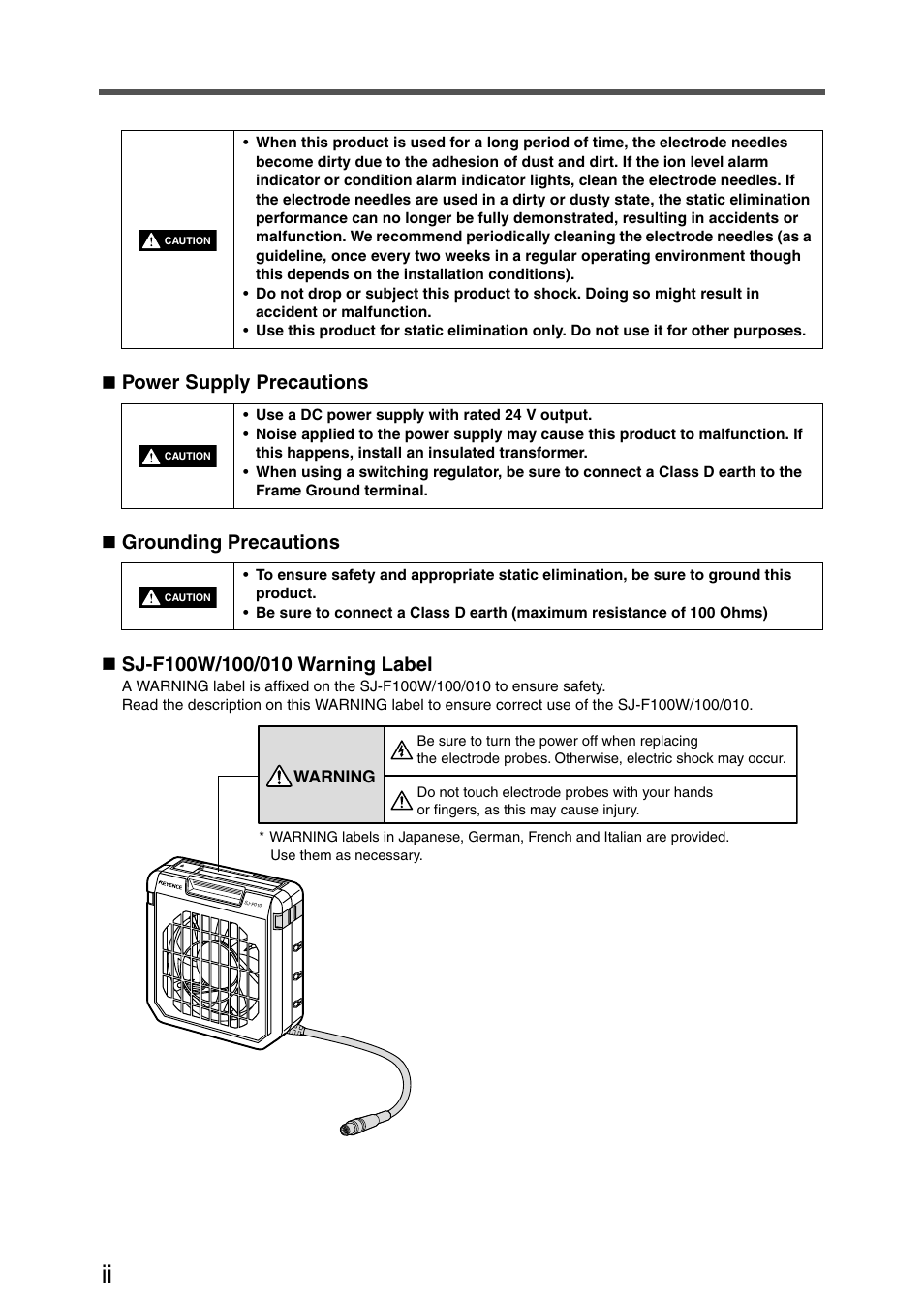 KEYENCE SJ-F100W/100/010 User Manual | Page 4 / 56