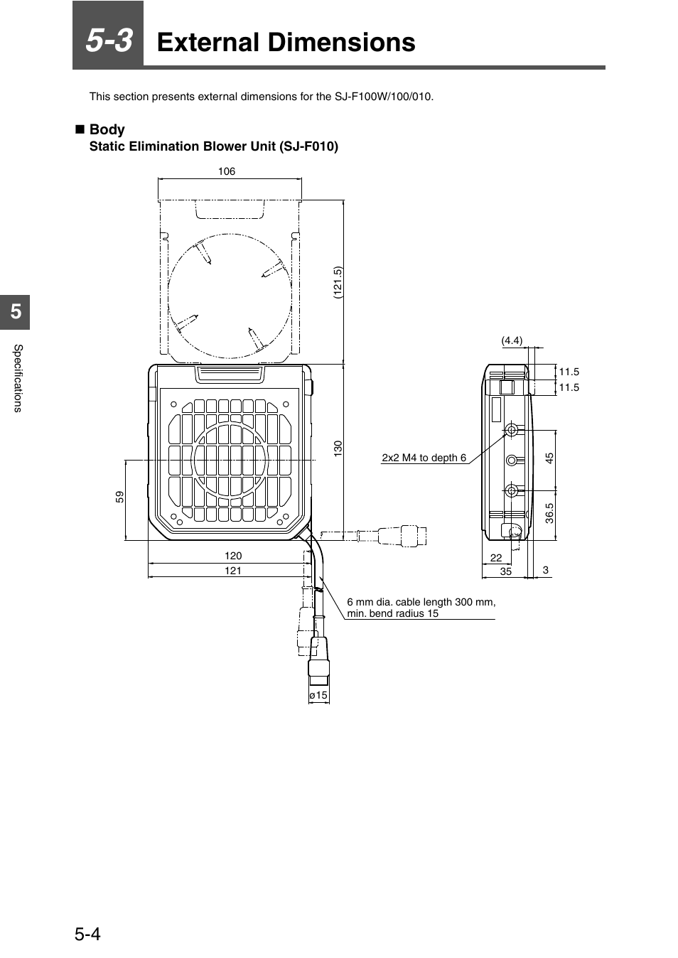 3 external dimensions, External dimensions -4, External dimensions | KEYENCE SJ-F100W/100/010 User Manual | Page 40 / 56
