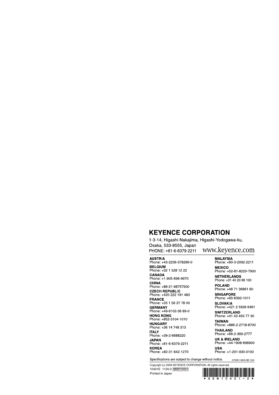 KEYENCE SJ-M400 User Manual | Page 14 / 14