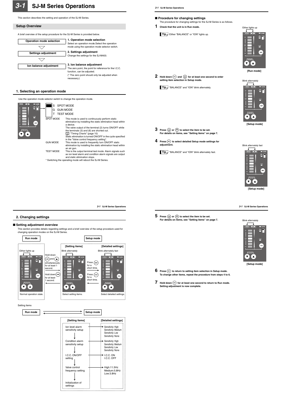 1 sj-m series operations, Setup overview, Sj-m series operations | KEYENCE SJ-M400 User Manual | Page 6 / 14