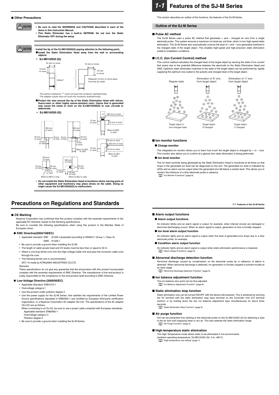 Precautions on regulations and standards, 1 features of the sj-m series, Outline of the sj-m series | Features of the sj-m series | KEYENCE SJ-M200 User Manual | Page 3 / 16