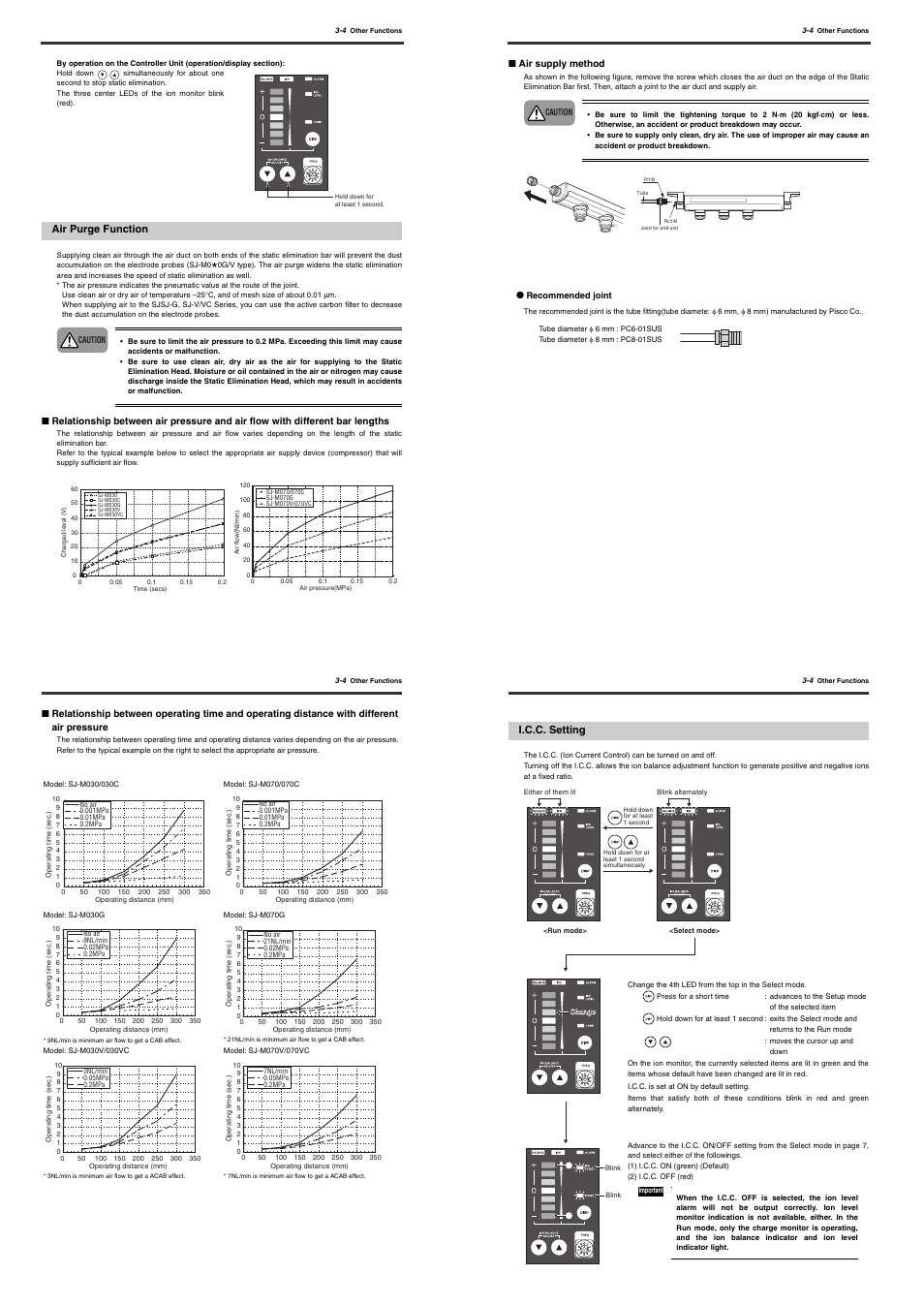 Air purge function, I.c.c. setting | KEYENCE SJ-M300 User Manual | Page 10 / 14