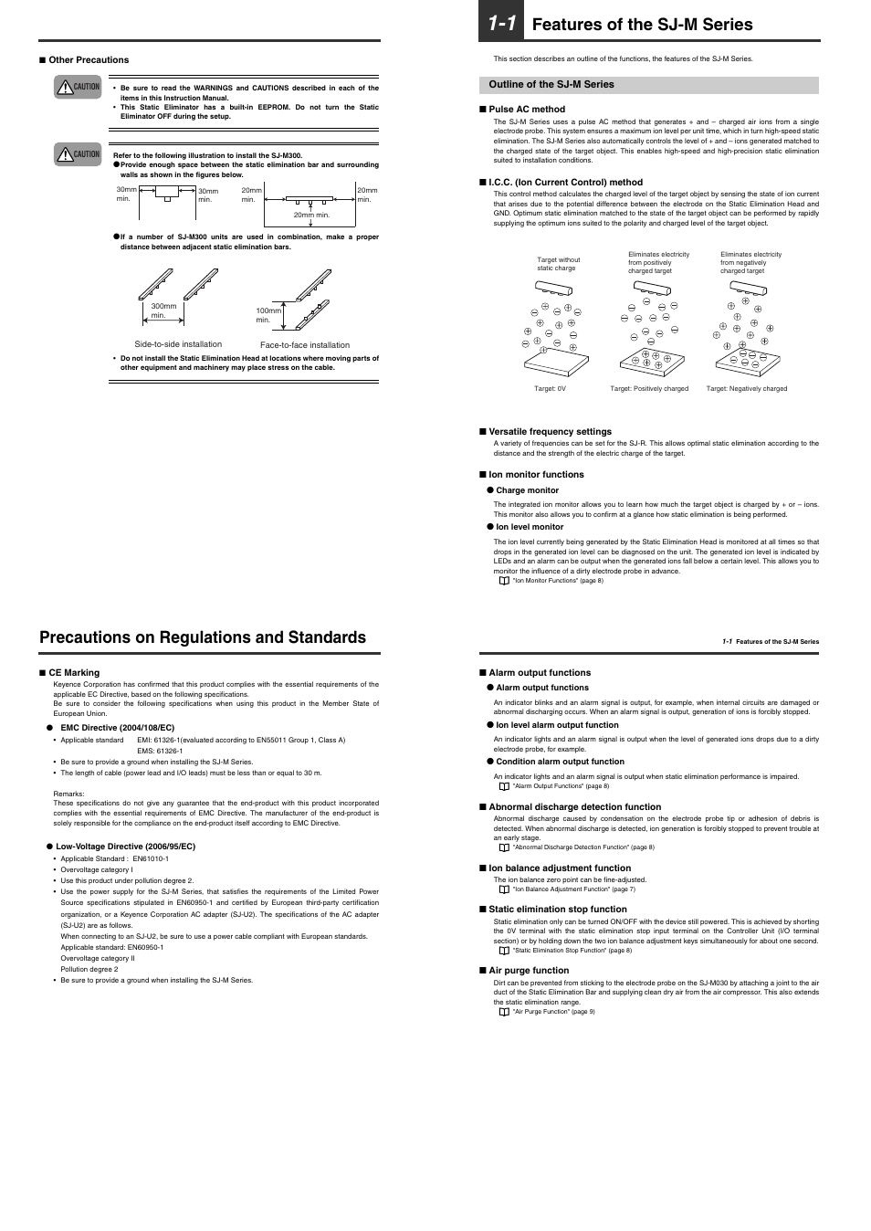 Precautions on regulations and standards, 1 features of the sj-m series, Outline of the sj-m series | Features of the sj-m series | KEYENCE SJ-M300 User Manual | Page 3 / 14