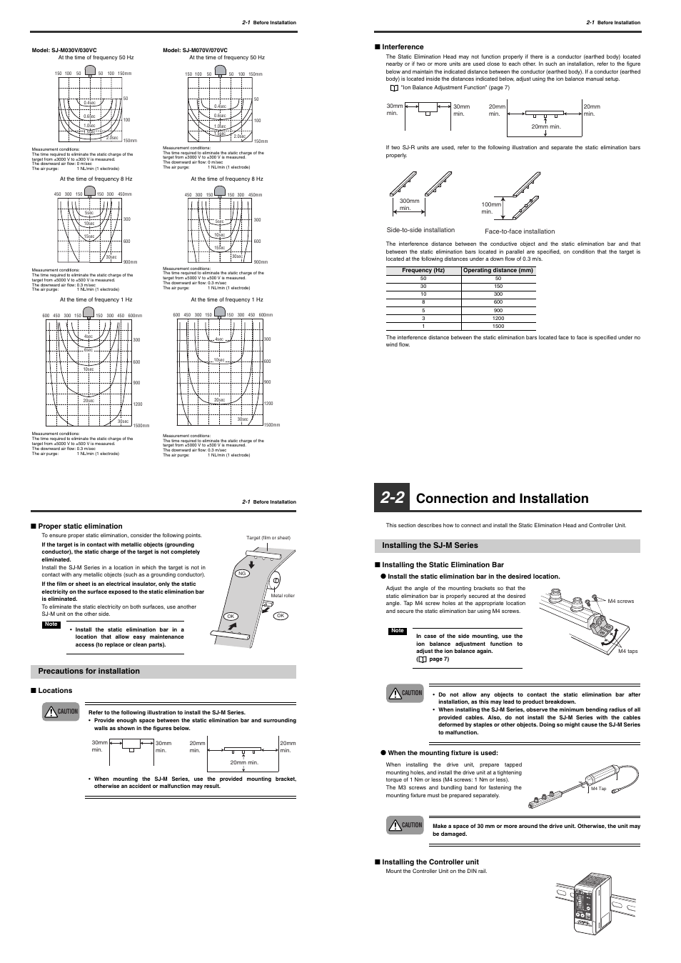 Precautions for installation, 2 connection and installation, Installing the sj-m series | Connection and installation, Freq | KEYENCE SJ-M300 User Manual | Page 6 / 14
