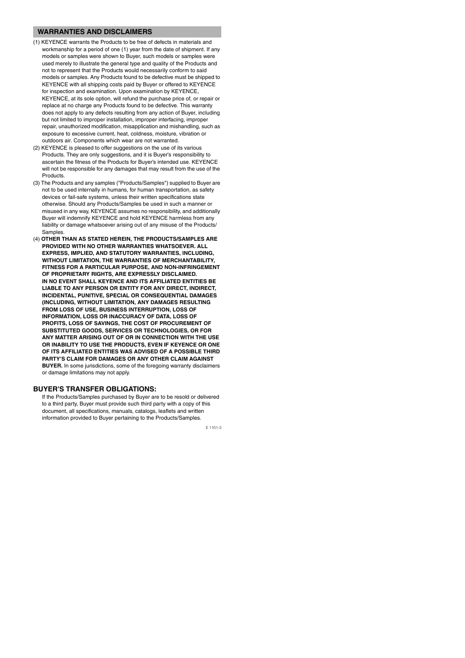 Warranties and disclaimers | KEYENCE CA-CHX10U User Manual | Page 3 / 4