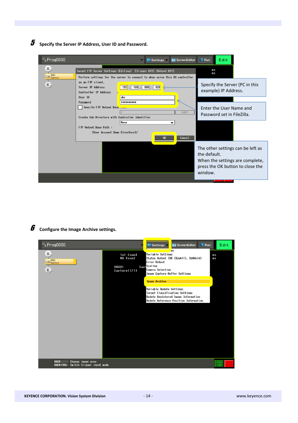 KEYENCE XG Series User Manual | Page 14 / 22