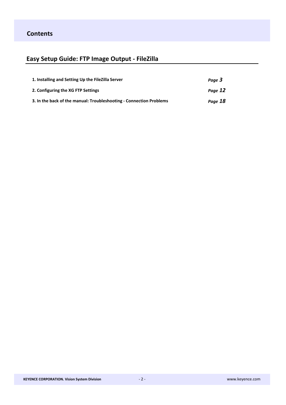 KEYENCE XG Series User Manual | Page 2 / 22