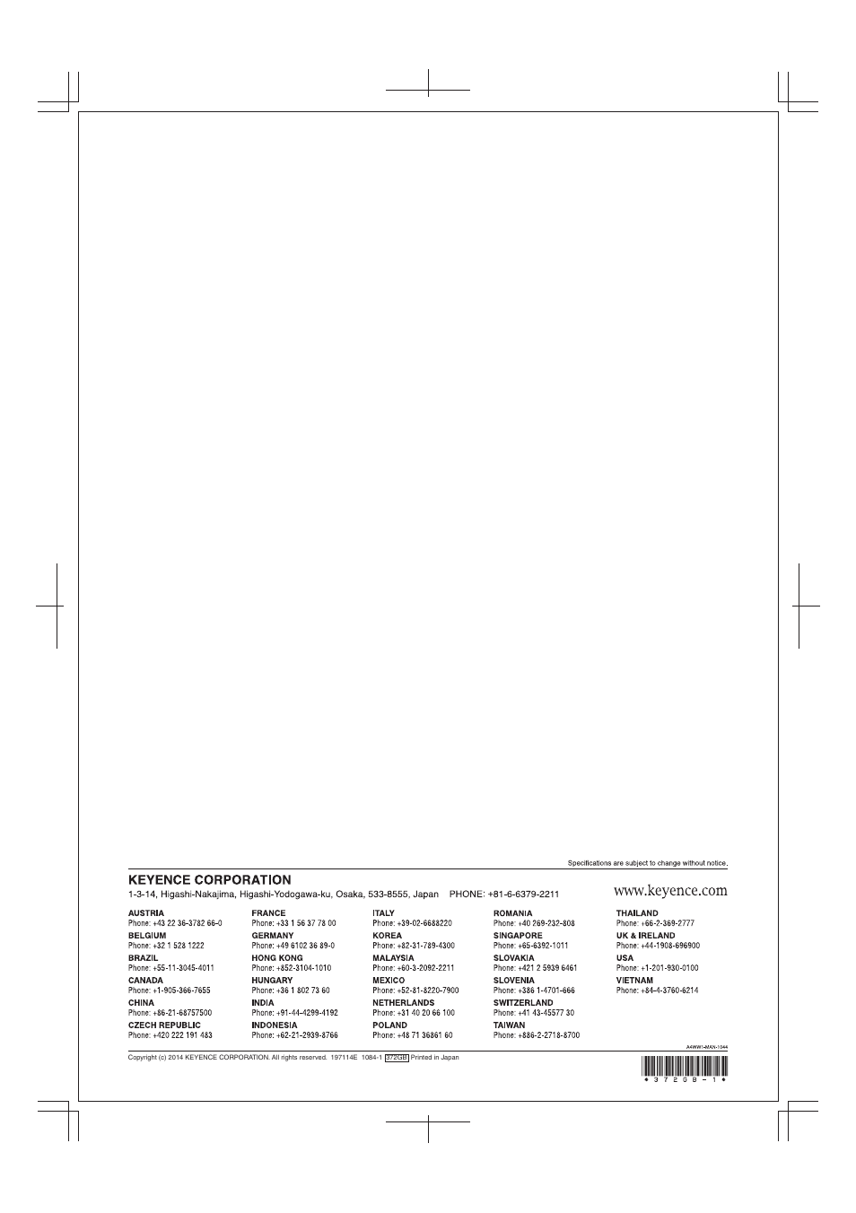 KEYENCE XG Series User Manual | Page 22 / 22