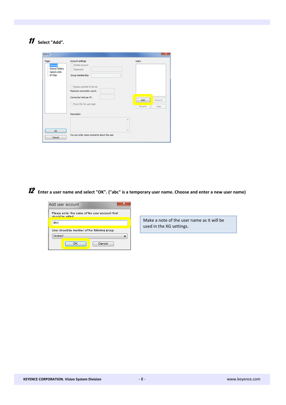 KEYENCE XG Series User Manual | Page 8 / 22