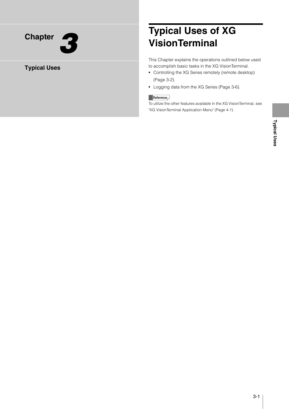 Chapter 3 typical uses, Typical uses of xg visionterminal, Typical uses of xg visionterminal -1 | KEYENCE XG VisionTerminal User Manual | Page 25 / 58