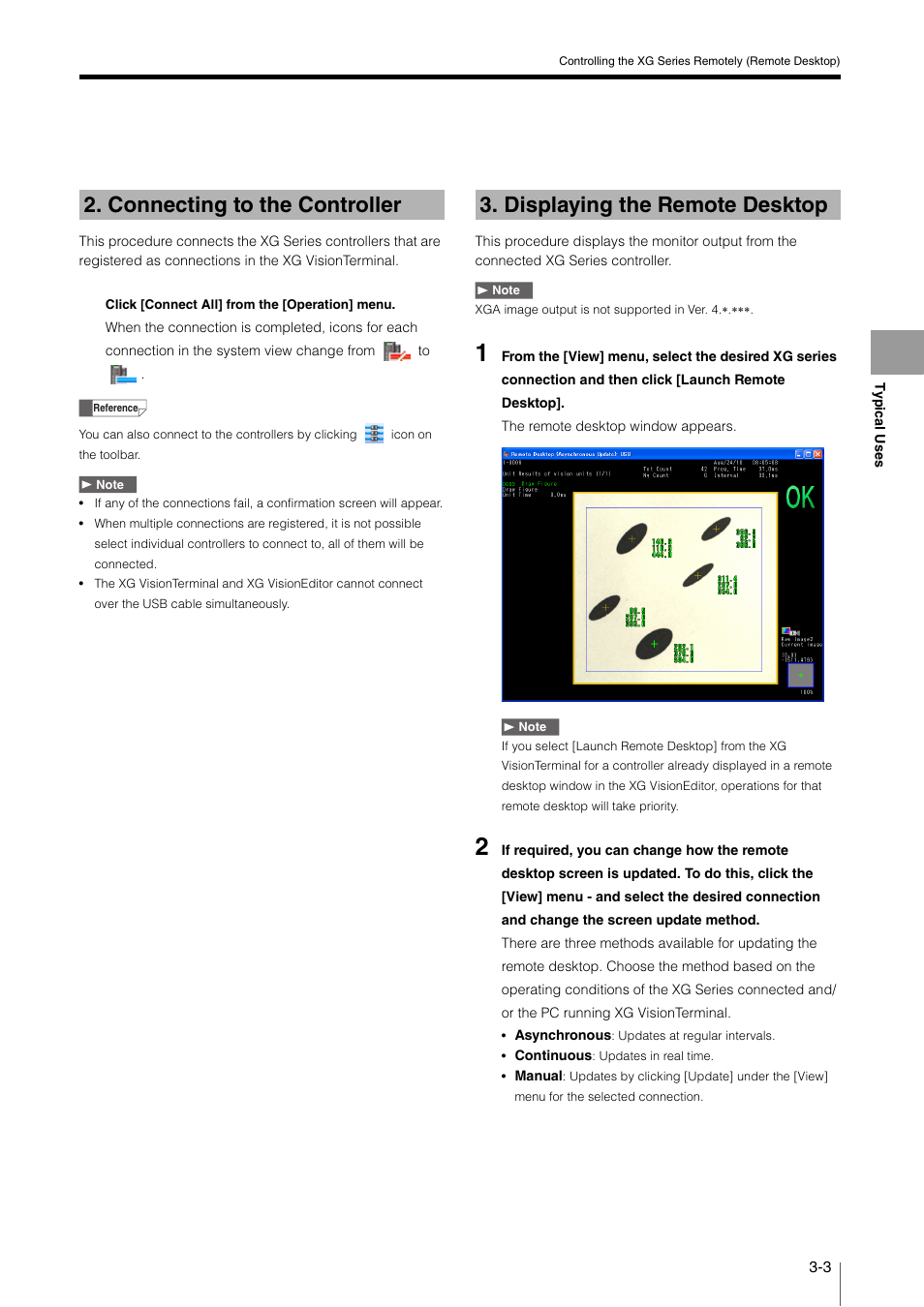 Connecting to the controller, Displaying the remote desktop, Connecting to the controller -3 | Displaying the remote desktop -3 | KEYENCE XG VisionTerminal User Manual | Page 27 / 58