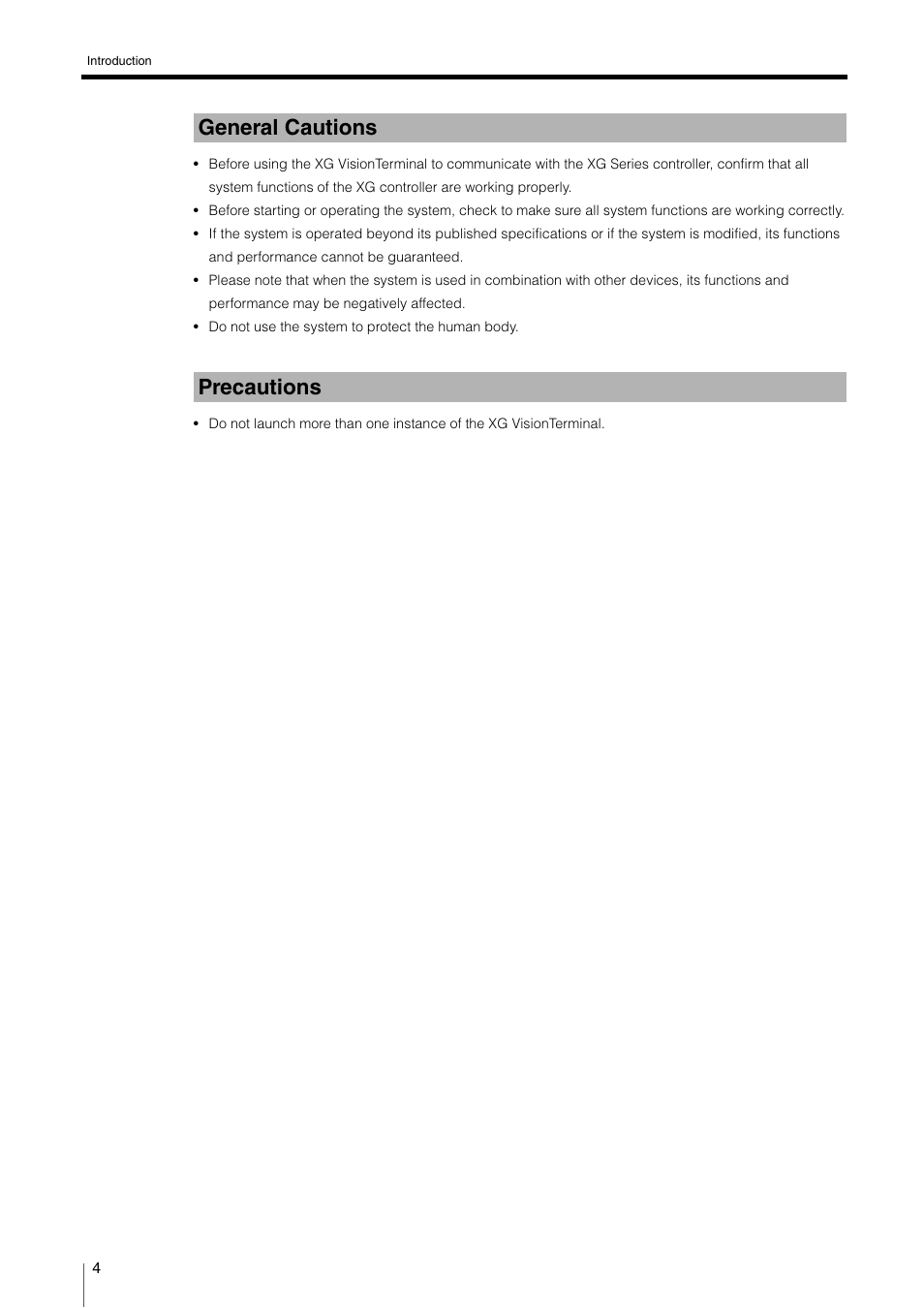 General cautions, Precautions, General cautions precautions | KEYENCE XG VisionTerminal User Manual | Page 4 / 58