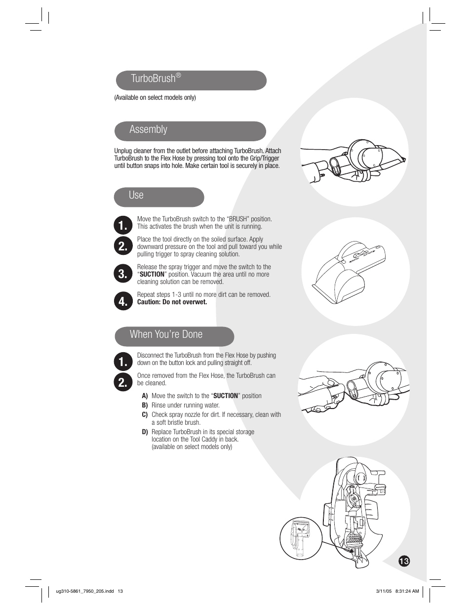 Assembly use when you’re done, Turbobrush | Bissell 7950 User Manual | Page 13 / 24