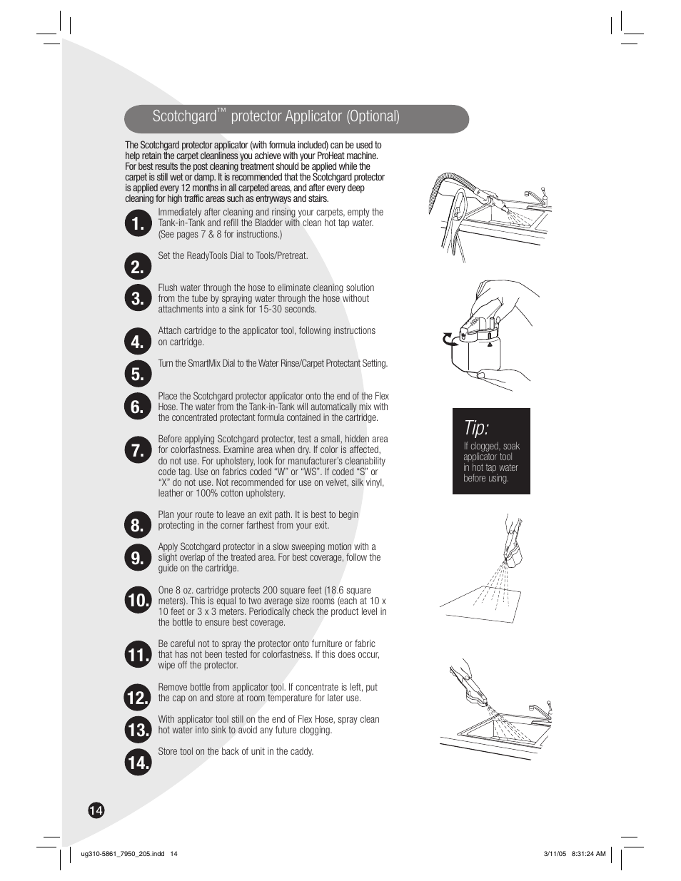 Scotchgard, Protector applicator (optional) | Bissell 7950 User Manual | Page 14 / 24