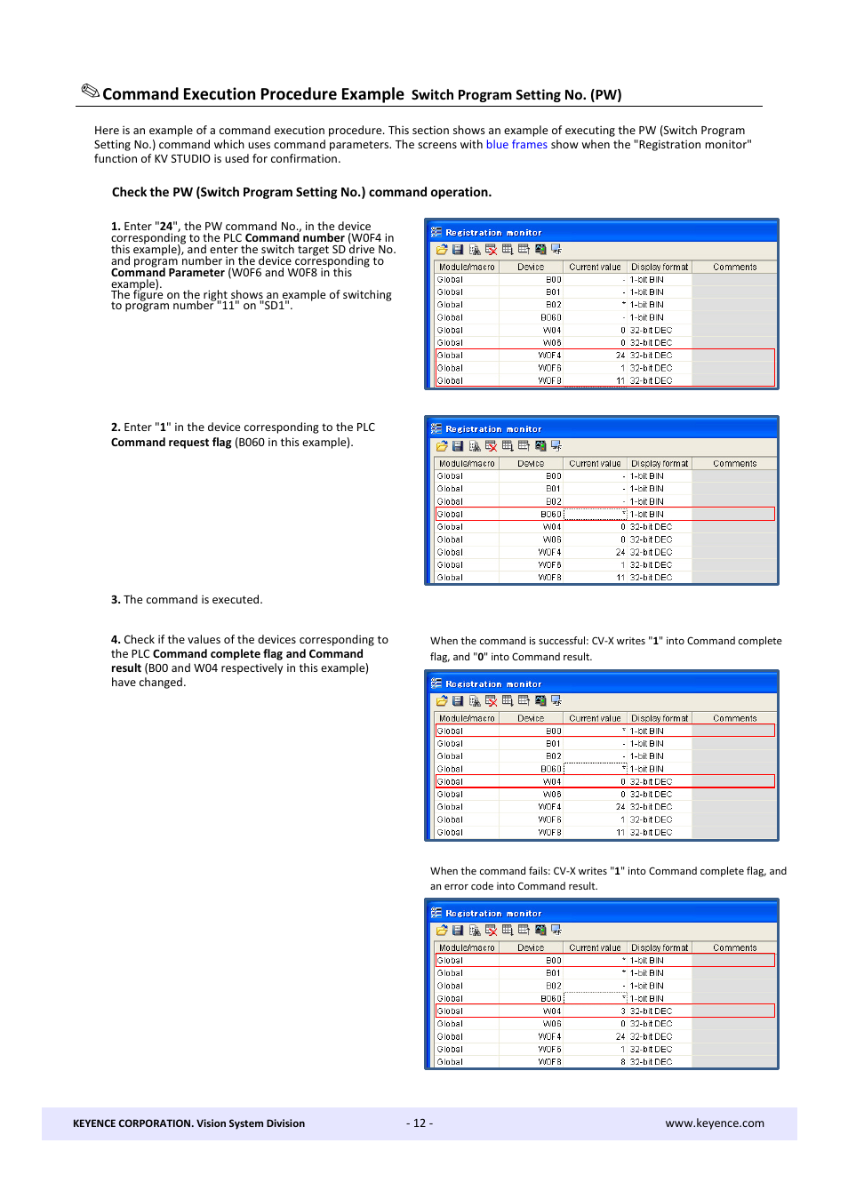 Command execution procedure example | KEYENCE CV-X Series User Manual | Page 12 / 20